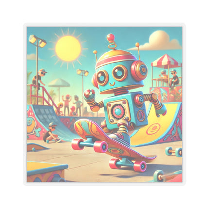 🛹🤖 The Skate Park Robot Kiss-Cut Sticker – Action, Energy & Retro Fun