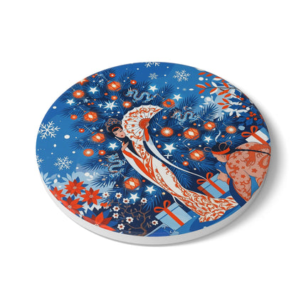 🏮❄️ The Winter Lantern Celebration Ceramic Tile – Art Deco Christmas Elegance