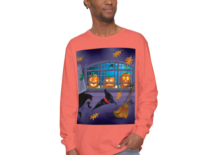 Whimsical Halloween Mischief Unisex Garment-dyed Long Sleeve T-Shirt