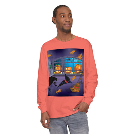 Whimsical Halloween Mischief Unisex Garment-dyed Long Sleeve T-Shirt