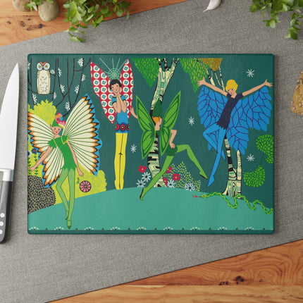 Enchanting Fairies of A Midsummer Night's Dream Glass Cutting Board