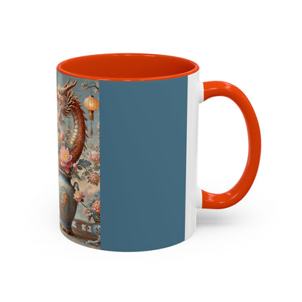 Golden Dragon & Lantern Lady Colorful Mug – Imperial Dragon & Elegant Harmony