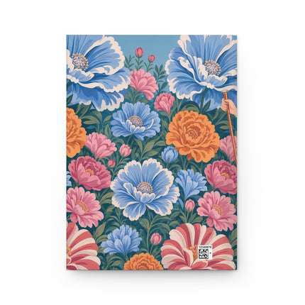 🌸🩵 The Lady Of The Enchanted Flower Garden Hardcover Journal – Art Deco Floral Elegance