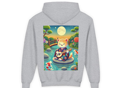 Melodic Kitten by the Koi Pond Youth Heavy Blend Hooded Sweatshirt