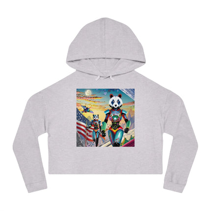 Cyber Punk Robots Cropped Hooded Sweatshirt