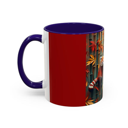 Red Panda at an Autumn Bamboo Grove Colorful Mugs (11oz, 15oz)