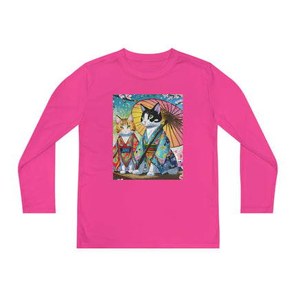 Kimono Kitties Youth Long Sleeve Competitor Tee – Anime Charm & Whimsical Elegance