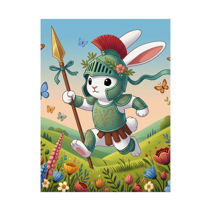 🐇⚔️ Rabbit Gladiator Matte Vertical Poster – Courage, Adventure & Meadow Heroics