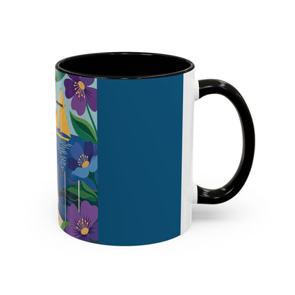 The Lady Of The Golden Horizon Colorful Mugs – Art Deco Coastal Elegance
