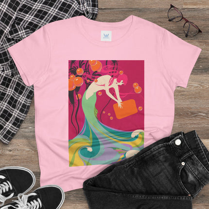 Mermaid Dive Women's Midweight Cotton Tee – Joyful Underwater Fantasy