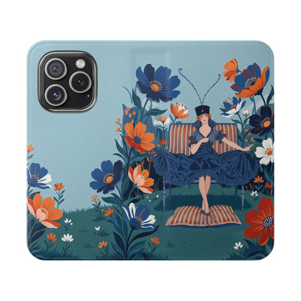 🌺🎩 The Lady Of The Grand Flower Garden Flip Case – Art Deco Floral Fantasy