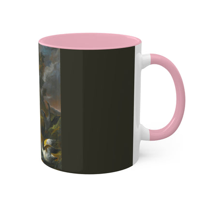 Still Life With Birds Beside An Ornate Fountain by Nicola Casissa Colorful Mugs, 11oz