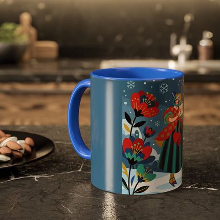 ❤️❄️ The Winter Heart Messenger Colorful Mug – Art Deco Snow Garden Fantasy