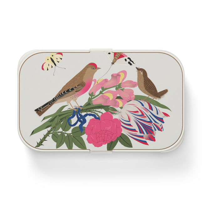 Pink-Breasted Bird & Wren Bento Lunch Box – Elegant Joy & Springtime Charm