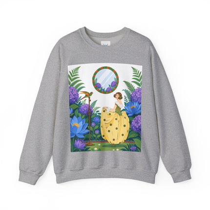 🦜🪷 The Parrot Garden Reflection Crewneck Sweatshirt – Art Deco Fashion Whimsy
