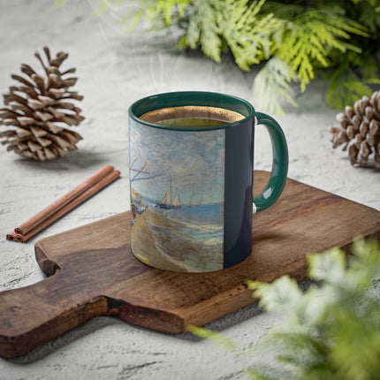 Fishing Boats on the Beach at Saintes-Maries by Vincent Van Gogh Colorful Mugs, 11oz