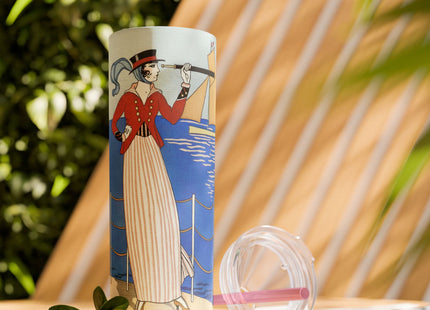 Costume de Yacht by George Barbier Skinny Tumbler with Straw, 20oz