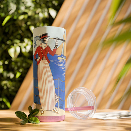 Costume de Yacht by George Barbier Skinny Tumbler with Straw, 20oz