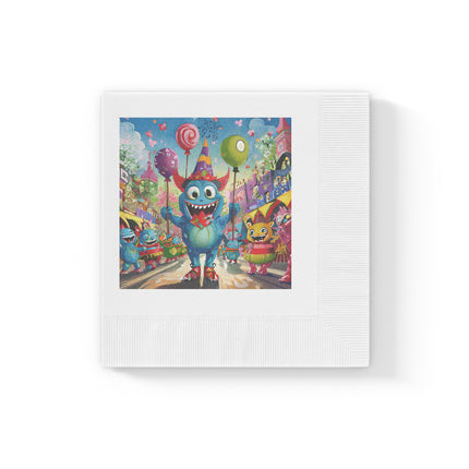 Monster Parade Madness White Coined Napkins