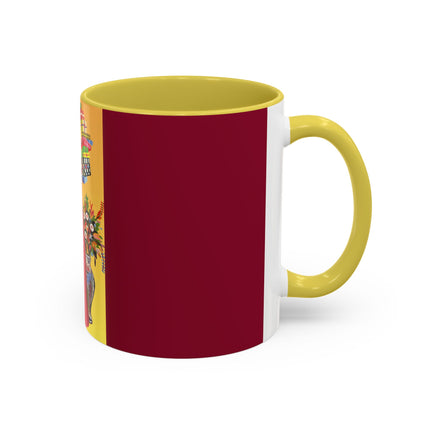 Elegant Holiday Woman with Gifts Colorful Mugs (11oz, 15oz)