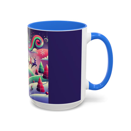 Festive Reindeer Flight Colorful Mugs (11oz, 15oz)