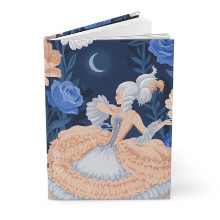 🌙🌹 The Moonlit Rose Masquerade Hardcover Journal – Art Deco Fashion Illustration