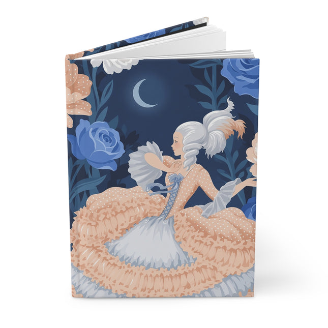 🌙🌹 The Moonlit Rose Masquerade Hardcover Journal – Art Deco Fashion Illustration