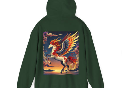 Flame-Winged Horse at Sunset – Heavy Blend™ Hooded Sweatshirt
