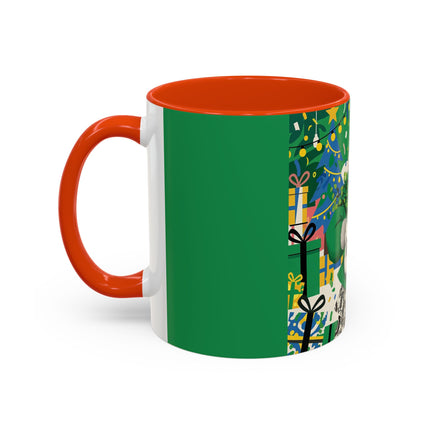 🍀🎄 The Emerald Holly Christmas Colorful Mug – Art Deco Holiday Elegance