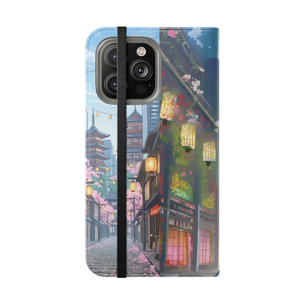 🦚🌸 Techno Plumes Peacock Flip Case – Neon Elegance & Sakura Dreams