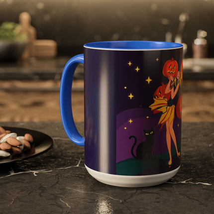 🎃🕯️ Moonlit Pumpkin Masquerade Colorful Mug – Whimsical Halloween Charm