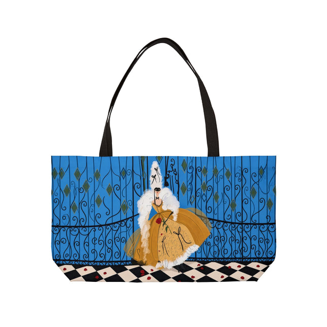 🎭🌹 The Lady At The Masquerade Gates Weekender Tote Bag – Art Deco Fashion Illustration