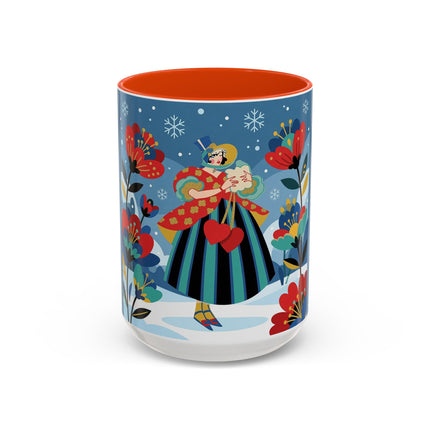 ❤️❄️ The Winter Heart Messenger Colorful Mug – Art Deco Snow Garden Fantasy
