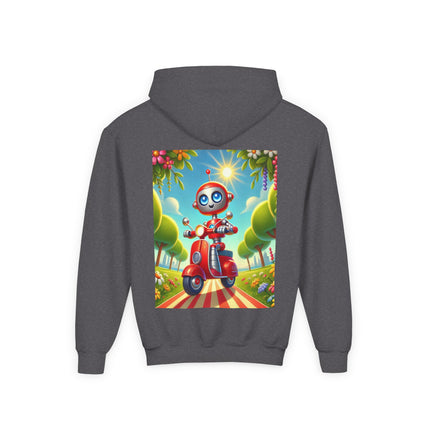 The Traveling Robot Youth Hooded Sweatshirt – Adventure, Curiosity & Playful Discovery