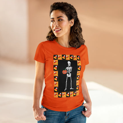 Candy Corn Skeleton Women's Midweight Cotton Tee