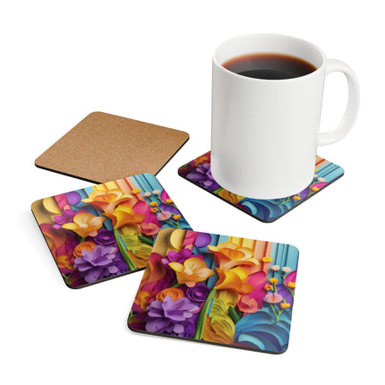 The Graceful Freesia Corkwood Coaster Set