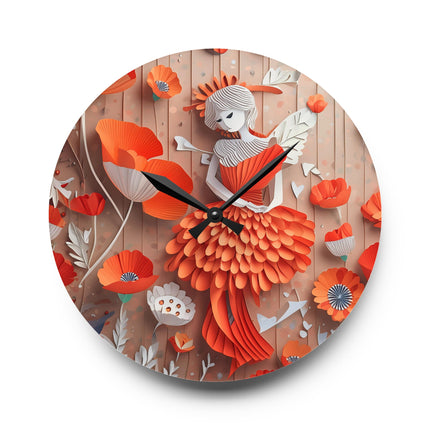 Poppy Fairy Acrylic Wall Clock, Round and Square