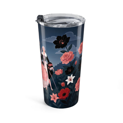 🌹🎭 The Rose Masquerade Promenade Tumbler, 20oz – Art Deco Floral Elegance