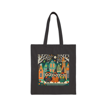 Night of the Trick-or-Treating Owlets Cotton Canvas Tote Bag