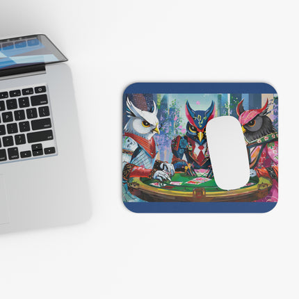 Cyberpunk Owl & Raven Mouse Pad, Rectangle