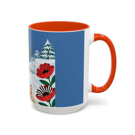 🎿🎄 The Christmas Holly Skier Colorful Mug – Whimsical Holiday Fantasy
