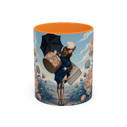☔🌸 The Grand Floral Journey Colorful Mug – Art Deco Travel Elegance
