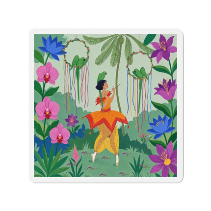 🦜🌺 The Parrot Dancer Die-Cut Magnets – Art Deco Tropical Whimsy