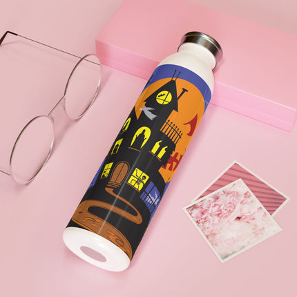 Halloween Night at the Haunted House Slim Water Bottle