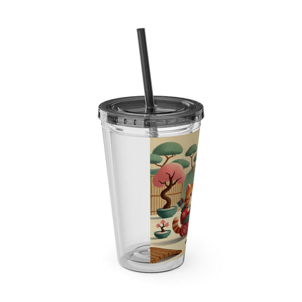 Archer Kitten in the Zen Garden Sunsplash Tumbler with Straw, 16oz