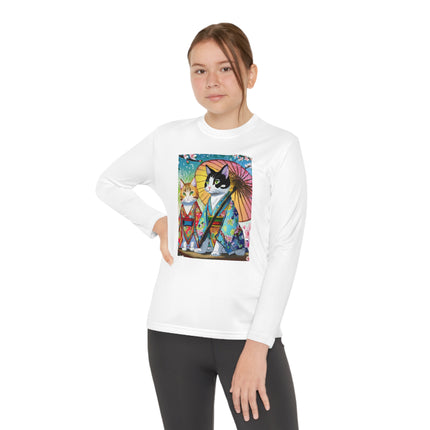 Kimono Kitties Youth Long Sleeve Competitor Tee – Anime Charm & Whimsical Elegance