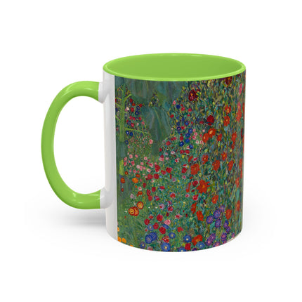 Farm Garden with Sunflowers by Gustav Klimt Colorful Mugs (11oz, 15oz)