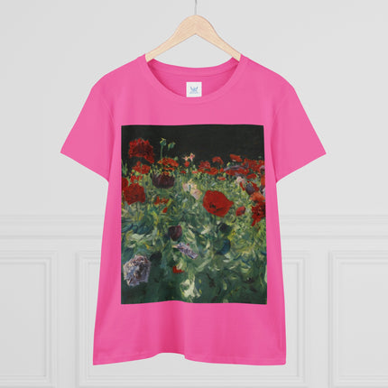 Poppies (A Study of Poppies for Carnation, Lily, Lily, Rose) by John Singer Sargent Women's Midweight Cotton Tee