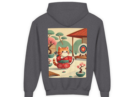 Archer Kitten in the Zen Garden Youth Heavy Blend Hooded Sweatshirt