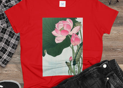 Blooming Lotus Flowers by Ohara Koson Women's Midweight Cotton Tee